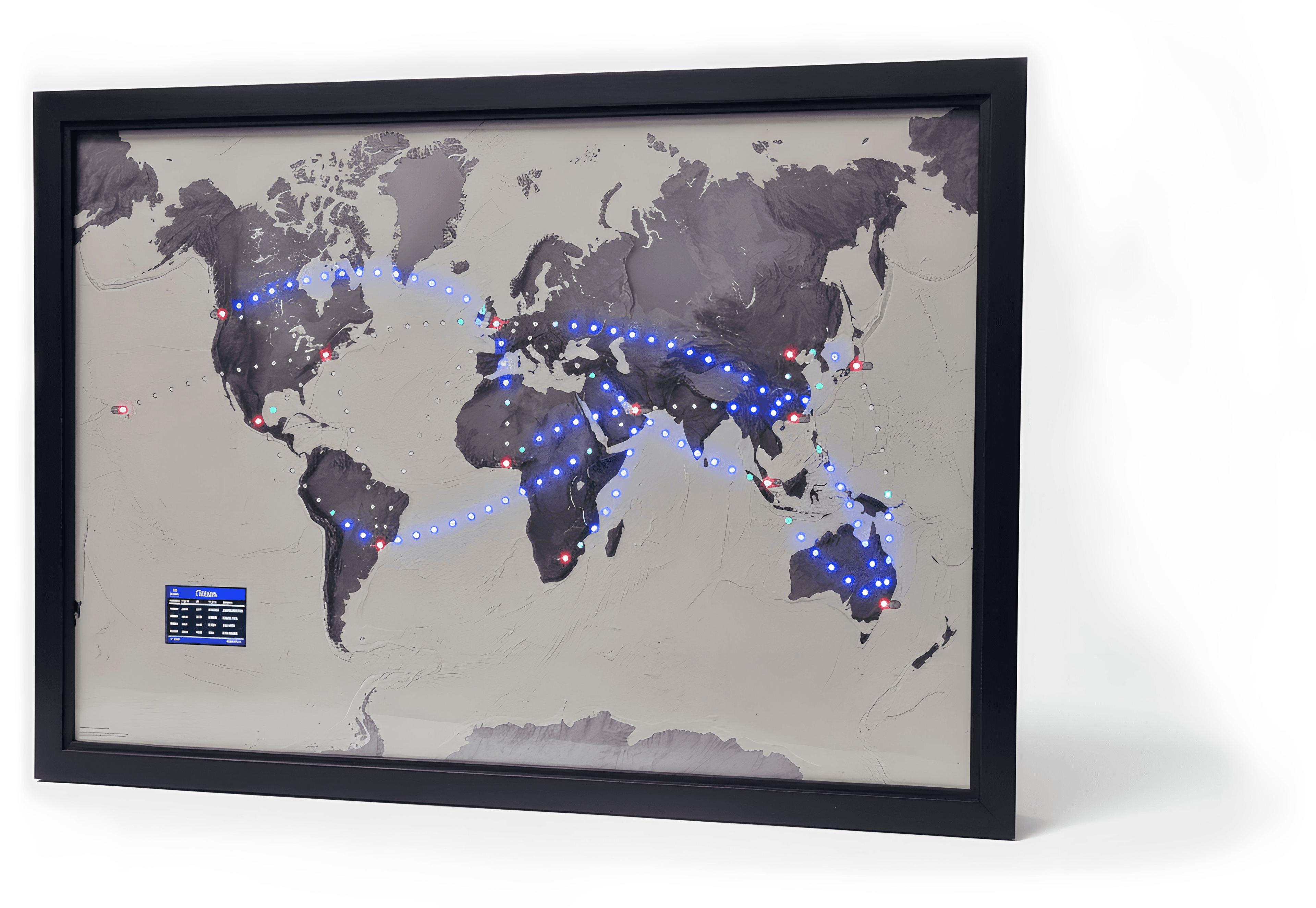 Jetmapper — wooden aviation map with LEDs